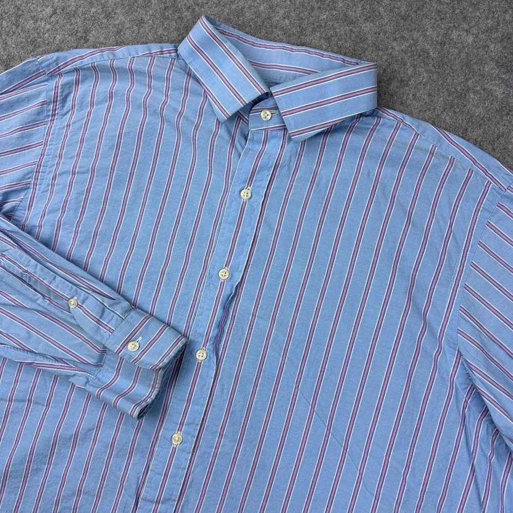 Polo Ralph Lauren Shirt Mens 2XL Blue Regent Classic Fit Striped Cotton Business